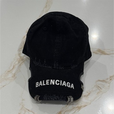 Balenciaga Black Solid Baseball Cap Adjustable Men's One Size Designer Casual