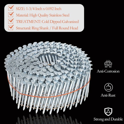 Coil Siding Nails 1-3/4-in 15 Degree Stainless Steel Coil Siding Nails 1200 C... - Picture 3 of 7