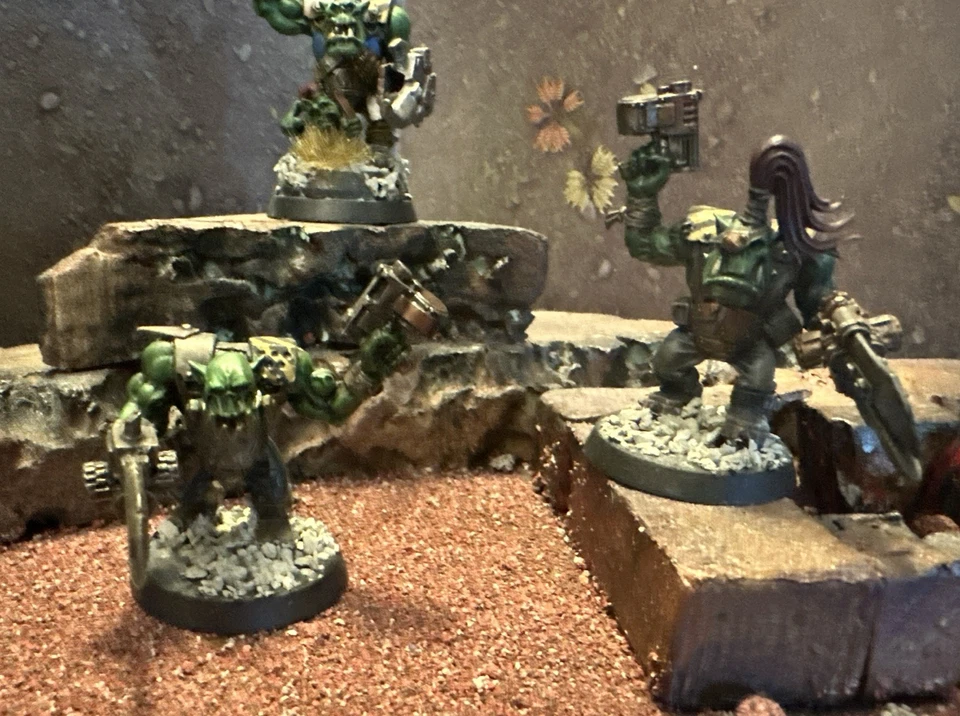 Warhammer 40K Ork Nobz X5, Painted, Space Orks A - Image 4 of 4