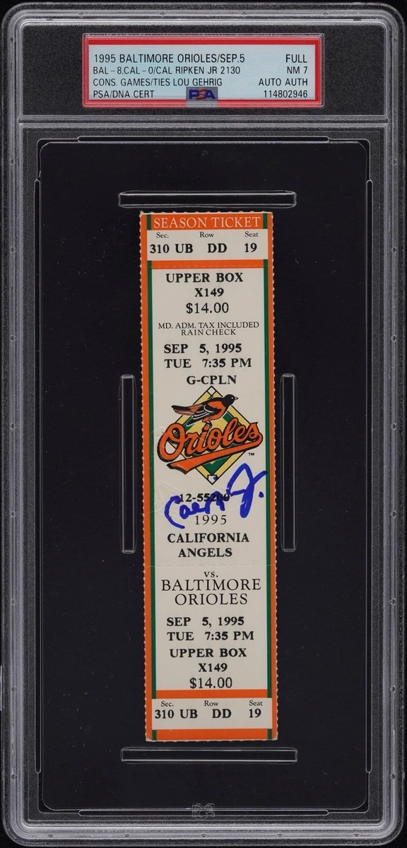 Baltimore Orioles Baseball Cal Ripken, Jr. Vintage Sports Ticket