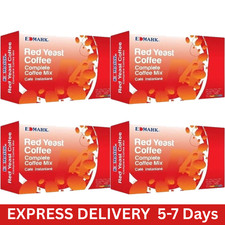 Edmark Red Yeast Coffee 4 Boxes 80 Sachets x 20g With Sugar