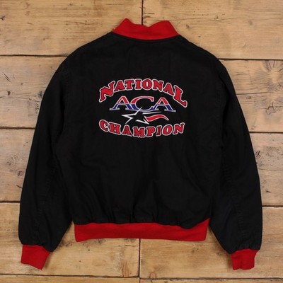 Vintage National Champion Varsity Jacket M 90s Bomber ACA Championship Black