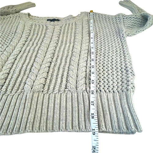 American Eagle Cropped Sweater Women’s S Cable Knit Crochet Pullover Gray - Picture 8 of 8