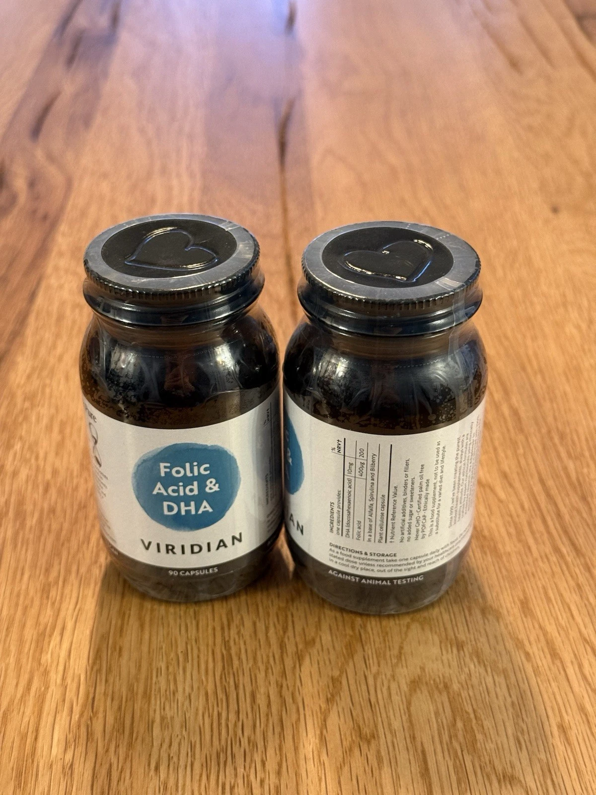 2x Viridian Folic Acid With DHA 90 Vegetarian Capsules - New BBE Passed 3