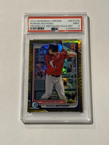 2024 BOWMAN CHROME GOLD REPTILIAN REFRACTOR ROMAN ANTHONY RC /50 PSA 9 MINT