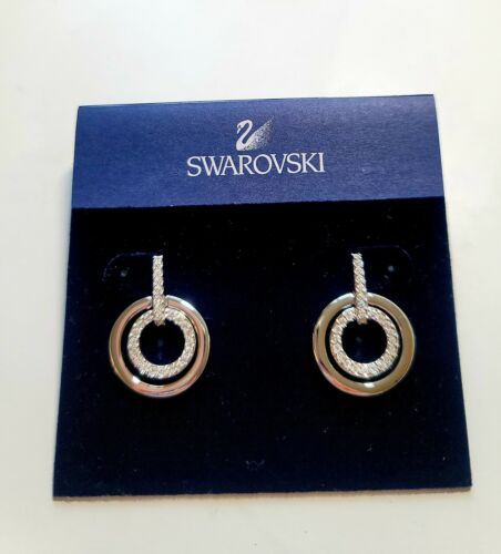 Swarovski Circle Mini Pierced Earrings,Timeless Rhodium-Plated Crystal 5007750 - Afbeelding 1 van 3