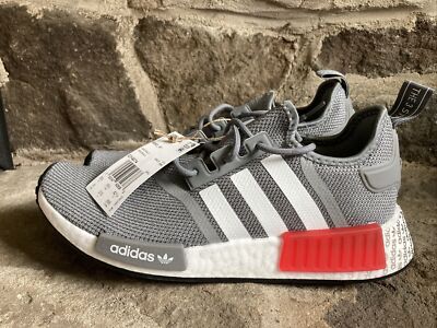 Adidas Sportswear Grey And Red Adidas Trainers Adidas NMD R1 Grey White Red  GY4874 Running Shoes Sneakers Men's Size New