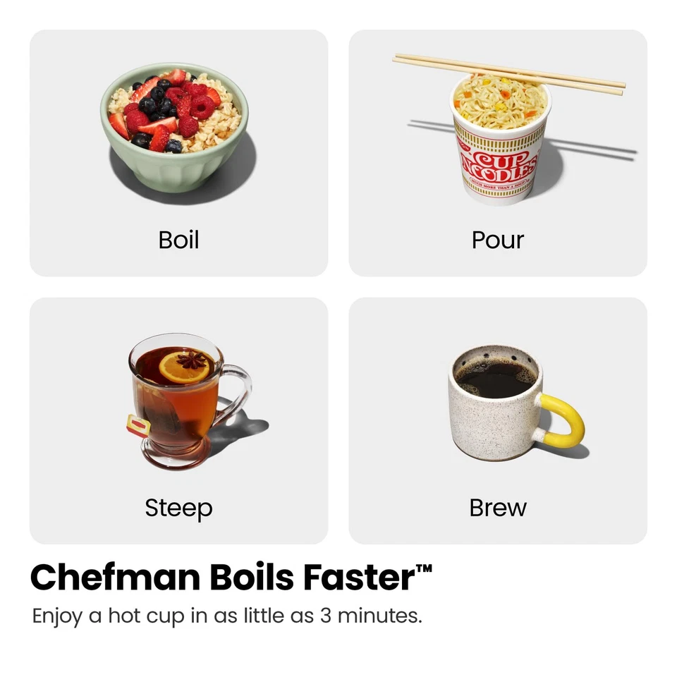 Hervidor eléctrico Chefman 1,8 L temperatura personalizada ebullición rápida con infusor de té 1100 W Foto 2 de 4