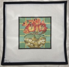 Melissa Shirley Designs Handpainted Needlepoint Canvas  Tiger Lily Flower Pot  