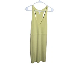 Leith Dress Women's Small Yellow Sleeveless V-Neck Short Solid Casual Sheath