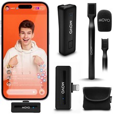 Movo Wireless-Mini-DI Lavalier Microphone for iPhone with WMX-HM Mic Handle