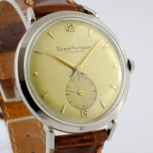 ELEGANT GIRARD PERREGAUX ORIGINAL MANUAL WIND SPECIAL STEEL CASE GENTS WATCH