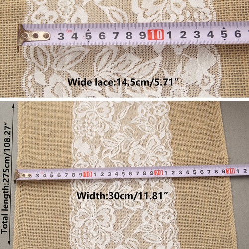 Hand Woven Jute Natural Linen Table Runner w/Tassels Rustic Wedding Decoration - Picture 19 of 38