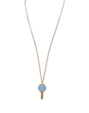 Marc by Marc Jacobs 302227 Gold Tone Blue Key Pendant Necklace 30"