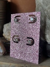 Set of 2 Earrings Studs CZ Stocking Stuffers Jewelry Crystal Bling NEW Easy Gift