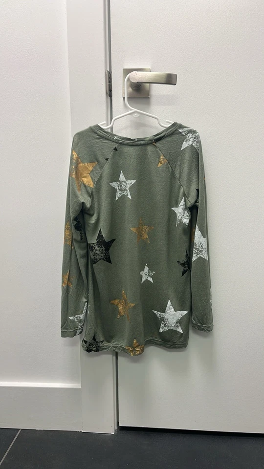 Цветы от Zoe девочек зеленый звезда печать длинным рукавом искусственно состаренный Топ размер большой - Изображение 3 из 4