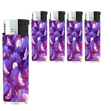 Celestial Whimsy C3 Set of 5 Sun and Moon Design Electronic Butane Lighter