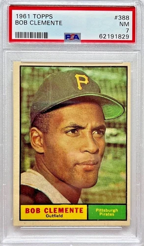 Roberto Bob Clemente HOF 1961 Topps #388 Pittsburgh Pirates PSA 7 NM