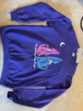 Vintage Aztec Wolf Print Sweatshirt XL JERZEES Pullover Crew Navajo Purple