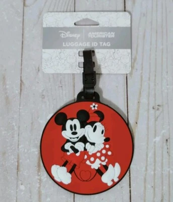 Disney Mickey Mouse & Minnie Mouse Kiss American Tourister Luggage ID Tag NEW
