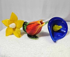 3 Murano style long stem calla lily rose 19-19.5in" Red Yellow Blue -READ-A10