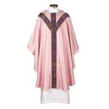 Avignon Collection Chasuble and Stole, Rose Chasuble Vestment for Church Service