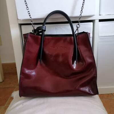 MANILA GRACE Schulter- und Handtasche Kunstleder bordeaux glänzend