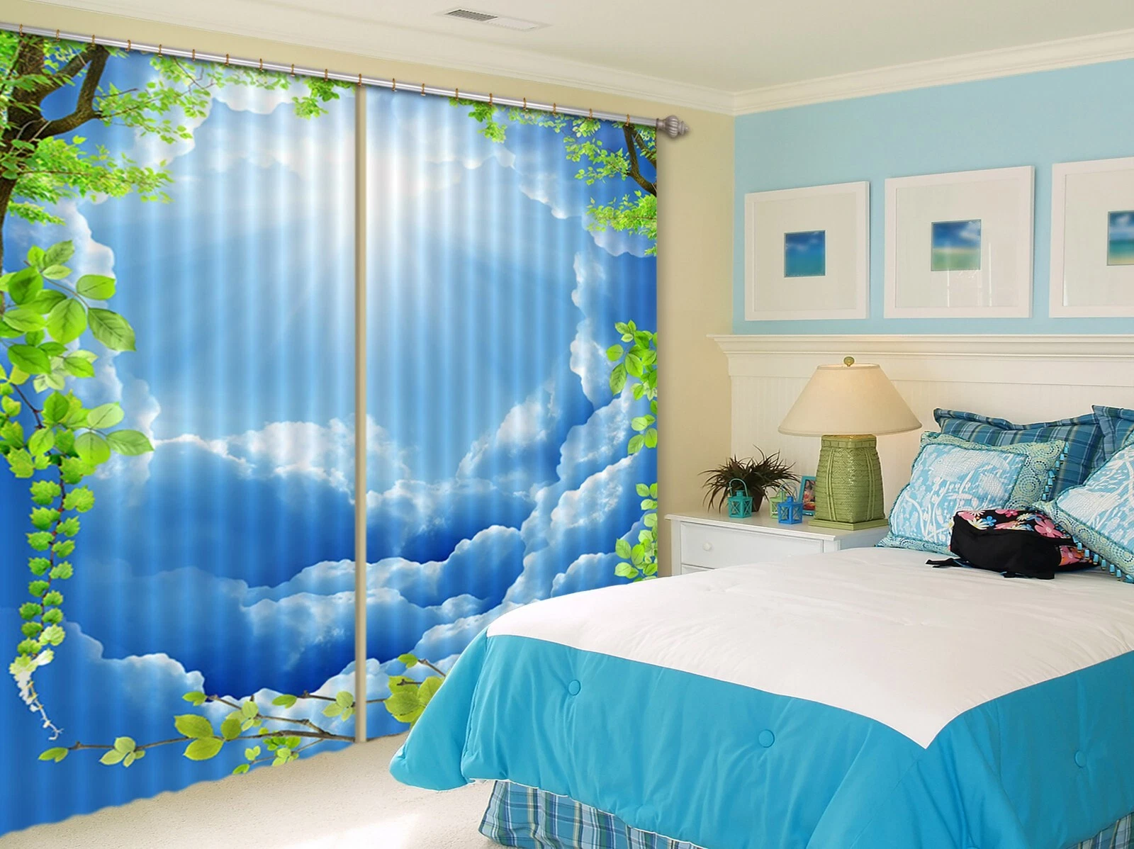 3D Sunshine Cloud Leaves ZHUB1065 Photo Curtain Window Blockout Fabric Amy 2023