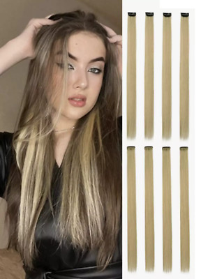1-8 x Clip In Langhaar Extensions Highlight Strähnen - bunt  Schnäppchen 