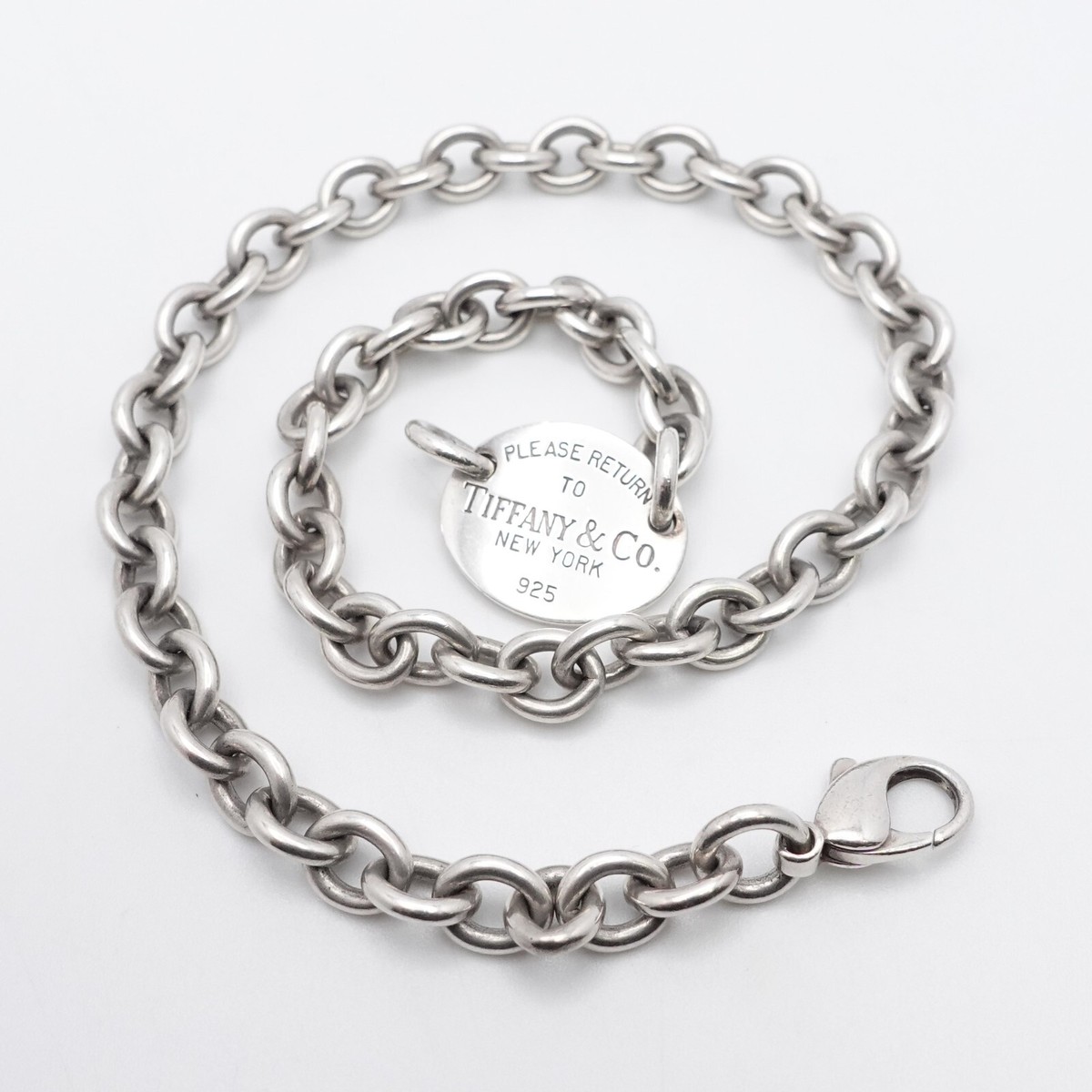 Tiffany & Co. Return To Sterling Silver Oval Tag Choker Necklace