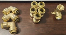 SUNGATOR Push Fittings 1/2 Inch, No Lead Brass Plumbing Fittings, 9 Pieces.