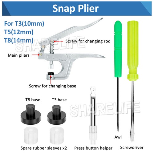 KAM Snap Buttons 1500PCS T5 Plastic Press Stud Cloth Pliers Machine Sewing Tools - Picture 3 of 16