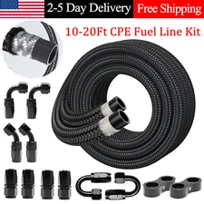 6AN Nylon Braided E15 Gas CPE Fuel Line Pipes 10-20Ft with 10 Hose Fittings Kit