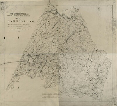 22'' x 24'' 1864 Map of Campbell Co. - Relief shown by hachures