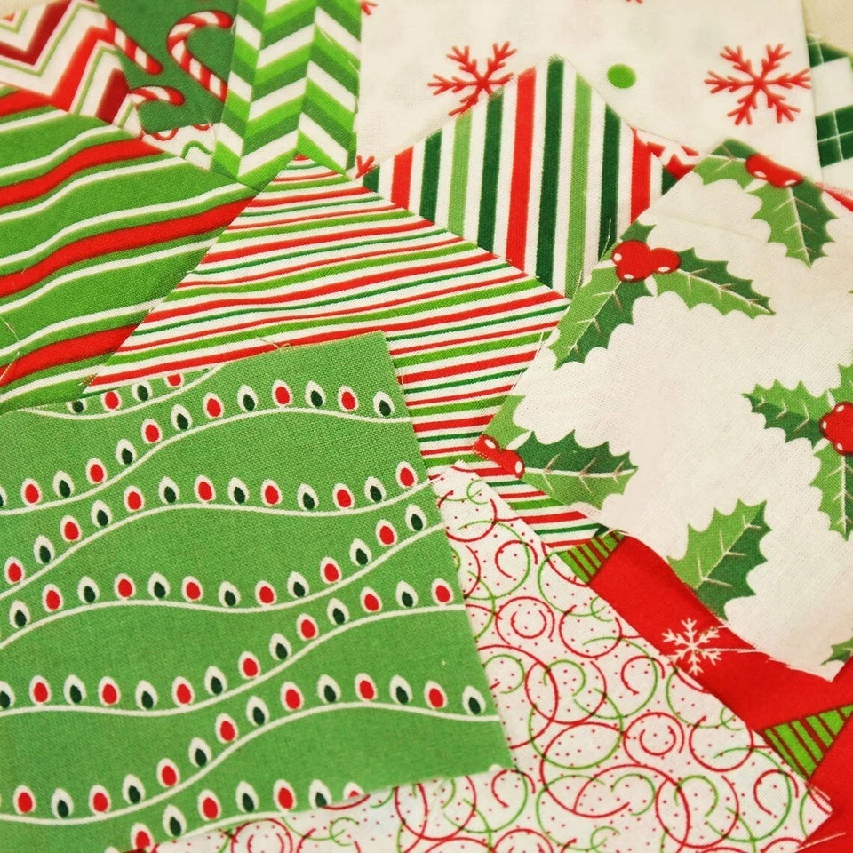 60 Charm Squares Pack Cotton Christmas Fabric Quilted Fabric DIY Holiday Sewing - Image 4 of 4