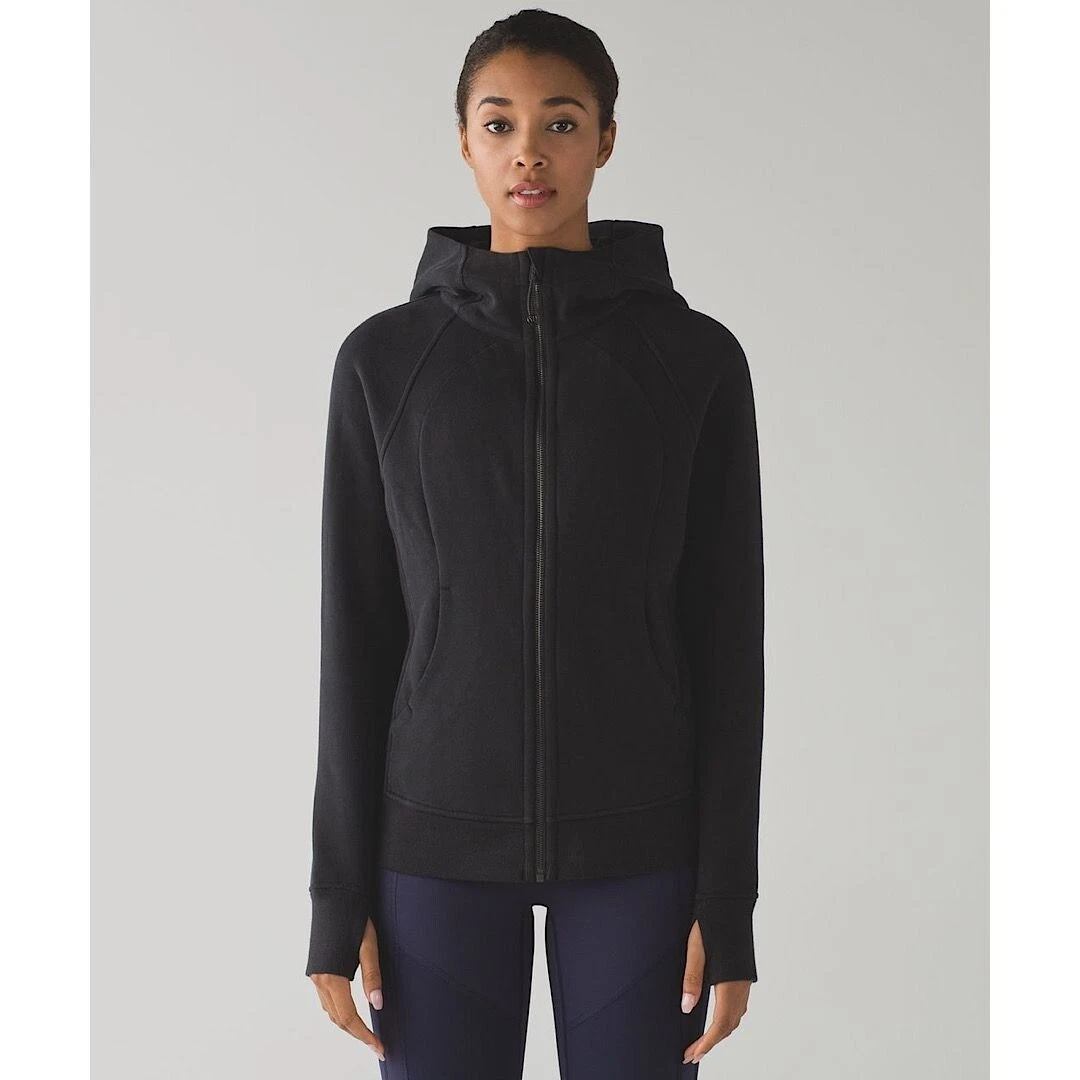 Lululemon Scuba Hoodie Light Cotton Fleece Zip Up Jacket Coat Black 2