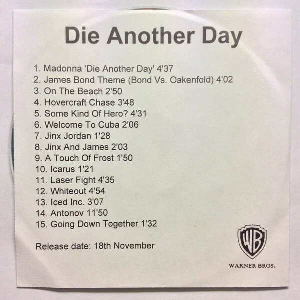 MADONNA CD Die Another Day - David Arnold Music From the Movie Soundtrack PROMO Foto 4 de 4