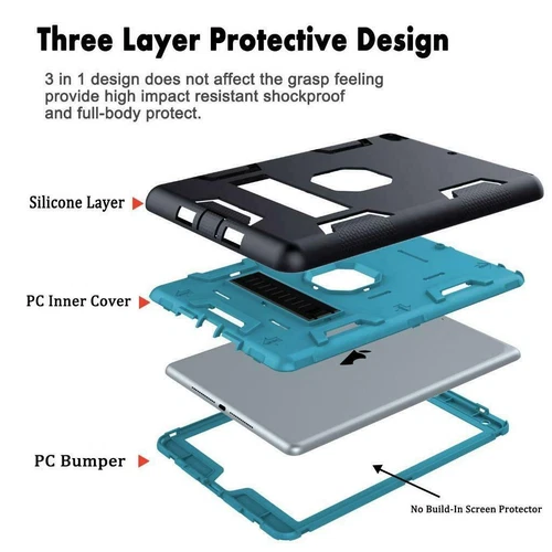 Für Apple iPad 7/8 10,2" Hülle Stoßfest Militär Robust Gummi Kinder Case - Bild 3 von 13