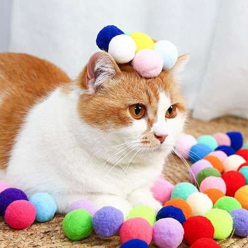 100PCS Interactive Cat Toy Plush Ball Launcher Silent Polyester High Bounce Cat - Picture 6 of 18