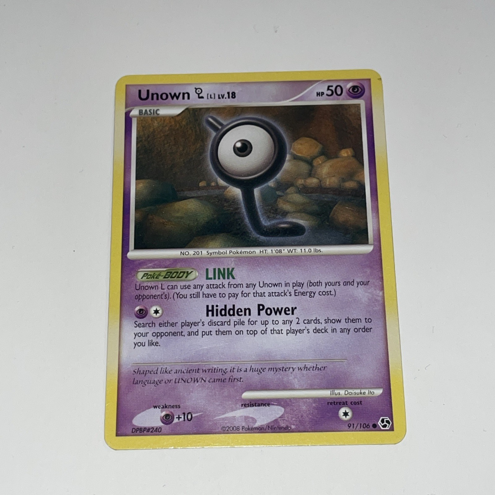 Unown [L] 91/106 Great Encounters Regular Pokémon TCG Card NM