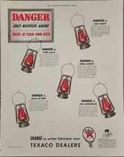 1940 Texaco Dealers Vintage Ad Danger Cold Weather Ahead Drive at your own Risk