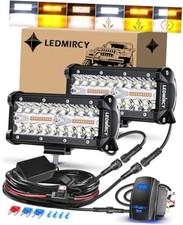 7 Inch LED Light Bar Kit with Rocker Switch 6 Modes White White Amber 6 Modes