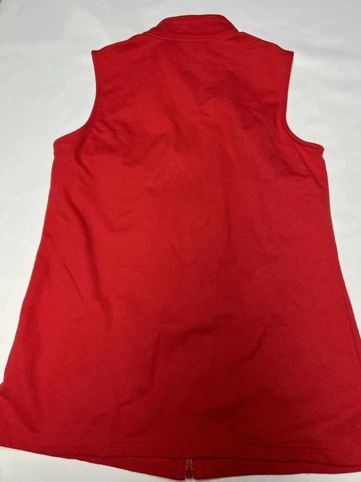 Women's Vest Sleeveless XS, Quaker Factory, Red Fleece Zip Sequins Pockets - Image 3 of 4