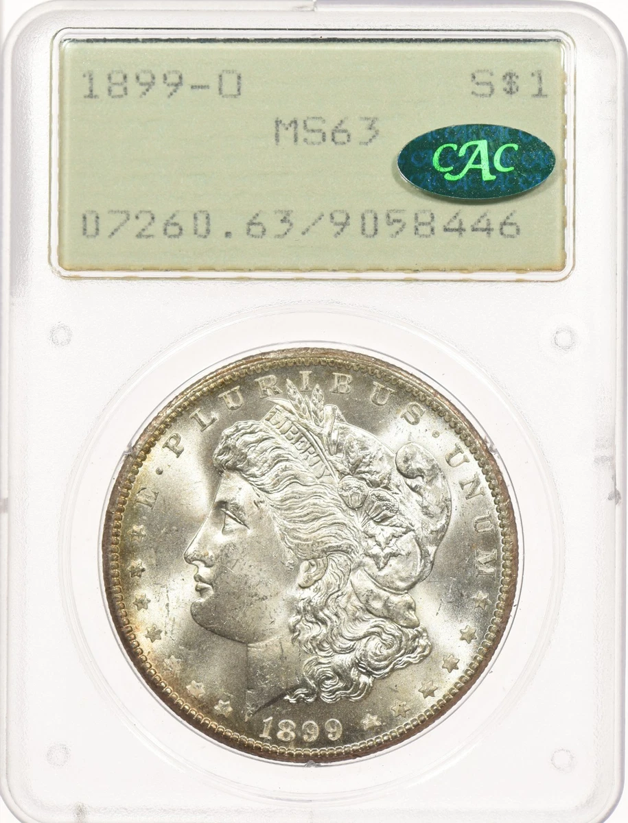 PCGS & CAC Certified MS 63 Graded Morgan US Dollars (1878-1921