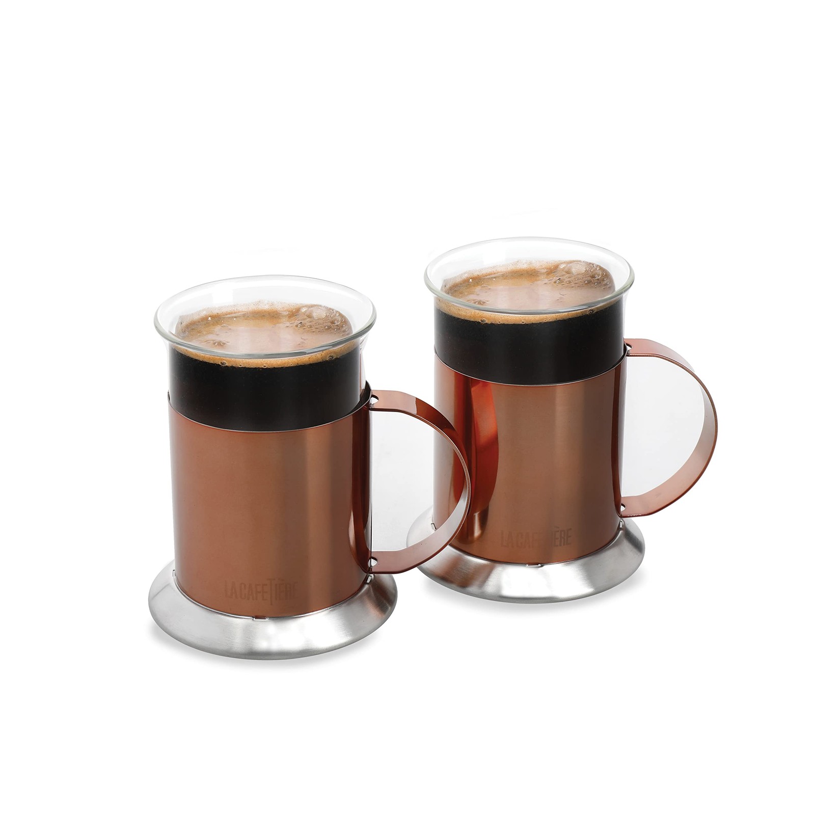Glass 200ml Polished Copper Finish Glass Cups, Set of 2