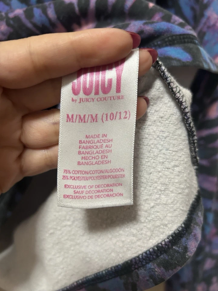 Moletom Juicy By Juicy Couture Tie Dye redemoinho preto gola redonda ~ Juventude tamanho M - Imagem 4 de 4