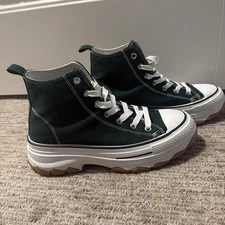 Top Moda High Top Canvas Murphy Shoes Sneakers Converse Style Casual Green Sz 9