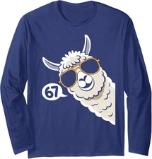 67 Six Seven Llama Funny Meme Humor Long Sleeve T-Shirt