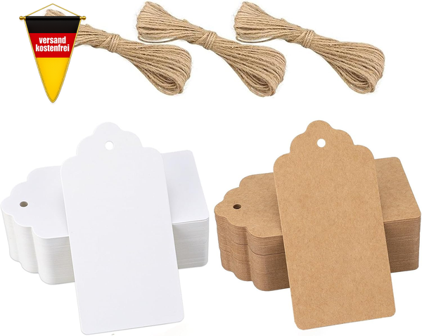 GeschenkanhäNger 5X10 Cm Aus Kraftpapier Mit Juteschnur FüR Verpackung Hochzeit-image
