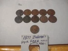 10+ 1877 Indian HeadLincoln Pennies Corroded Cull, Good 1-Cent - Cleaned !